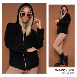 WARP ZONE fekete welsoft pulóver
